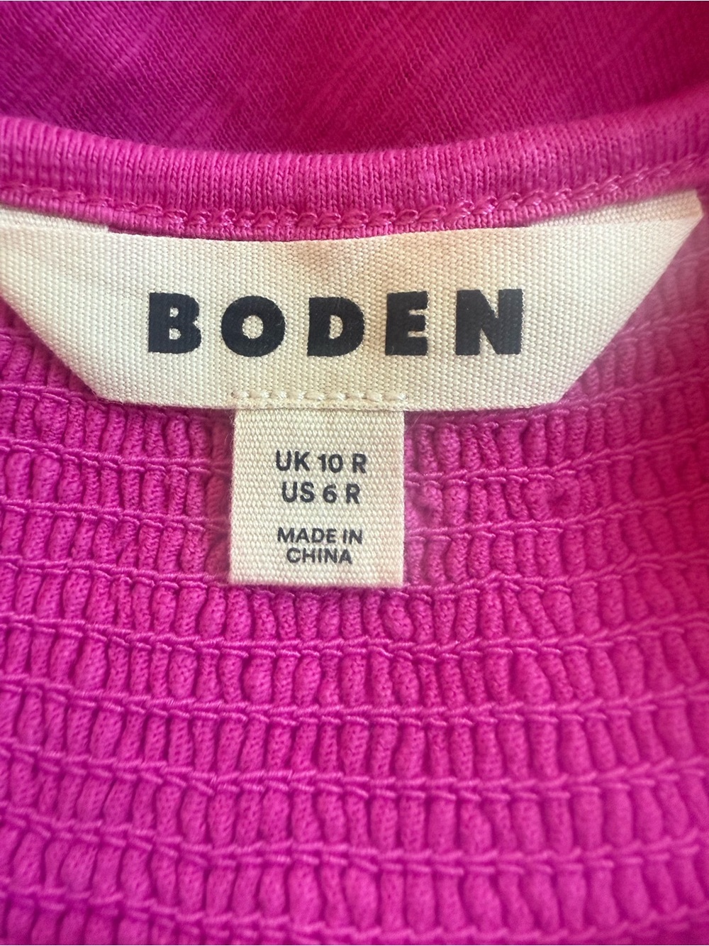 Boden Nina Smocked T-Shirt Dress Pink Cotton Short Sleeve Embroidered Size 6 - Picture 5 of 13